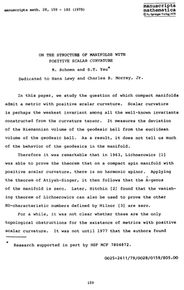 On the Structure of Manifolds with Positive Scalar Curvature