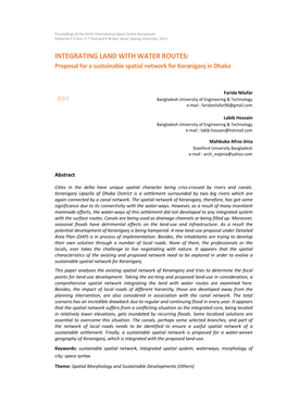 INTEGRATING LAND with WATER ROUTES: Proposal for a Sustainable Spatial Network for Keraniganj in Dhaka