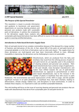 Sustainable Palm Derivatives in Cleaning and Personal Care Products