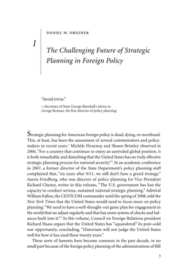 The Challenging Future of Strategic Planning in Foreign Policy