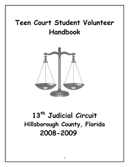 Teen Court Student Volunteer Handbook 13Th Judicial Circuit