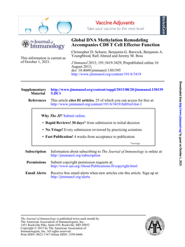 Accompanies CD8 T Cell Effector Function Global DNA Methylation