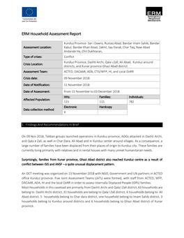 ERM Household Assessment Report