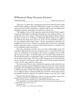 Williamson's Many Necessary Existents∗