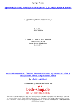 Epoxidations and Hydroperoxidations of A,ß-Unsaturated Ketones