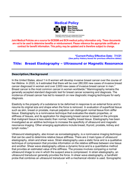 Breast Elastography – Ultrasound Or Magnetic Resonance