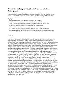 Progressive and Regressive Soil Evolution Phases in the Anthropocene