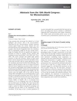 Abstracts from the 10Th World Congress for Microcirculation