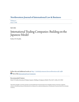 International Trading Companies: Building on the Japanese Model Robert W