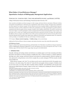 What Makes a Good Reference Manager? Quantitative Analysis of Bibliography Management Applications