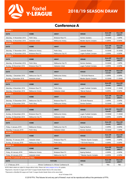 © 2018 FFA. This Fixtures List and Any Part of Thereof, Must Not Be Reproduced Without the Permission of FFA