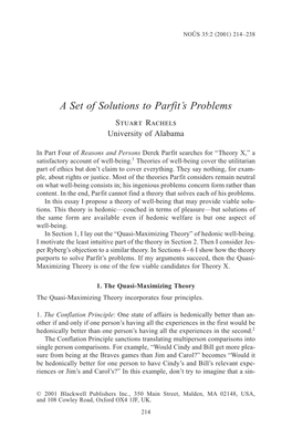 A Set of Solutions to Parfit's Problems