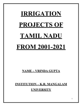 Irrigation Projects of Tamil Nadu from 2001-2021