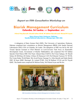 Biorisk Management Curriculum Colombo, Sri Lanka; 5-7 September, 2017