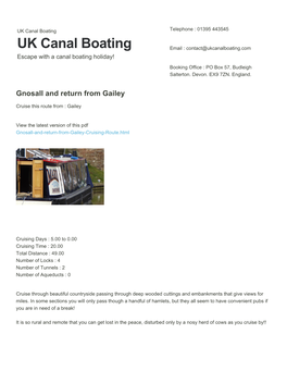 Gnosall and Return from Gailey | UK Canal Boating