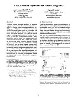 Basic Compiler Algorithms for Parallel Programs *