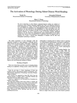 The Activation of Phonology During Silent Chinese Word Reading