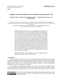 Computer Vision Based Robotic Arm Controlled Using Interactive GUI