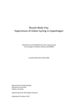 Bicycle-Body-City: Experiences of Urban Cycling in Copenhagen