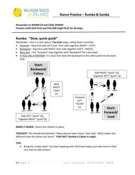 Dance Practice – Rumba & Samba Rumba: “Slow, Quick-Quick” Start