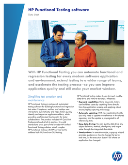 HP Functional Testing Software Data Sheet