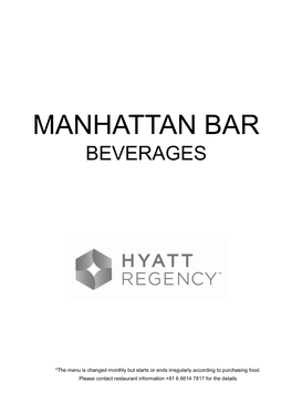 MANHATTAN BAR Drink Menu