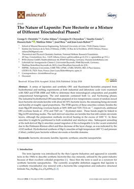 The Nature of Laponite: Pure Hectorite Or a Mixture of Different Trioctahedral Phases?