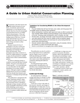 For-74: a Guide to Urban Habitat Conservation Planning