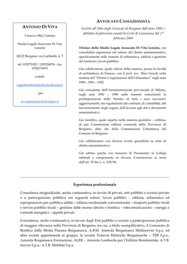 Curriculum Vitae Ai Sensi Dell’Art