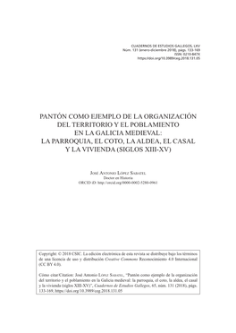 Pantón Como Ejemplo De La Organización Del Territorio Y El Poblamiento En La Galicia Medieval 133