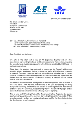 ACI-EUROPE-A4E-IATA-Joint Industry-Letter-To