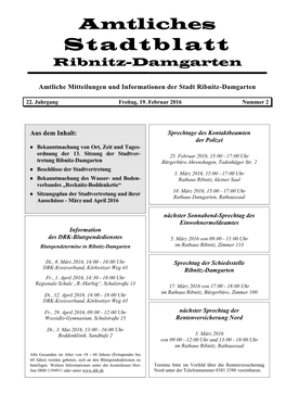 Stadtblatt Ribnitz-Damgarten Amtliches Mitteilungsblatt, Nr