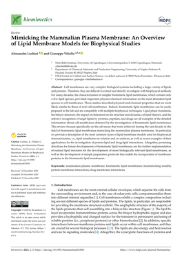 An Overview of Lipid Membrane Models for Biophysical Studies