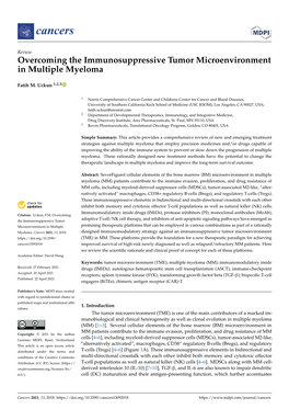 Overcoming the Immunosuppressive Tumor Microenvironment in Multiple Myeloma