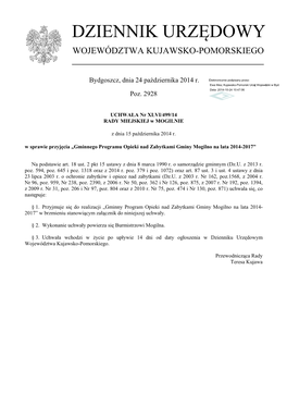 Uchwała Nr XLVI/499/14 Z Dnia 15 Października 2014 R