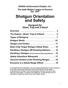 Shotgun Orientation and Safety