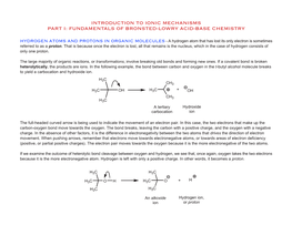 Introduction to Ionic Mechanisms Part I: Fundamentals of Bronsted-Lowry Acid-Base Chemistry