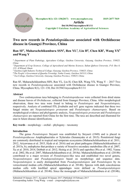 Two New Records in Pestalotiopsidaceae Associated with Orchidaceae Disease in Guangxi Province, China