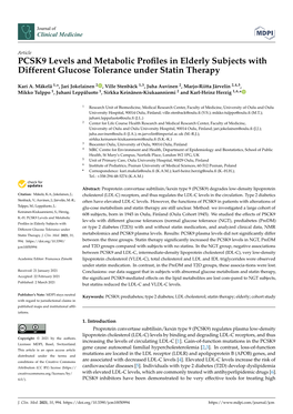 PCSK9 Levels and Metabolic Profiles in Elderly Subjects with Different