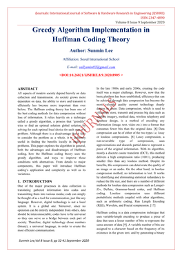 Greedy Algorithm Implementation in Huffman Coding Theory