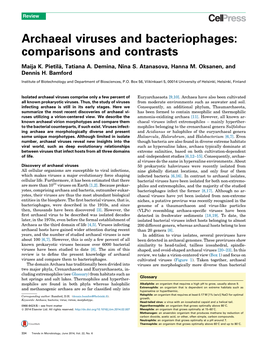 Archaeal Viruses and Bacteriophages: Comparisons and Contrasts