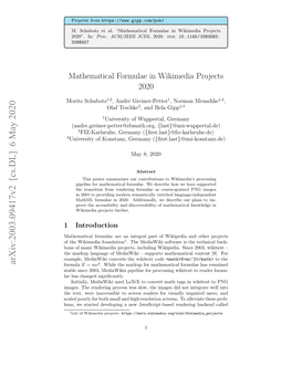 Mathematical Formulae in Wikimedia Projects 2020”