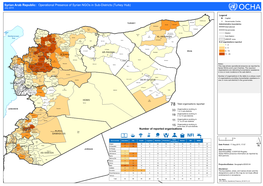 Operational Presence of Syrian Ngos in Sub-Districts (Turkey Hub) July 2015