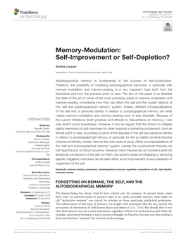 Memory-Modulation: Self-Improvement Or Self-Depletion?