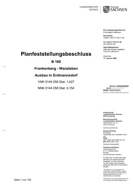 Planfeststellungsbeschluss Vom 17.01.2020