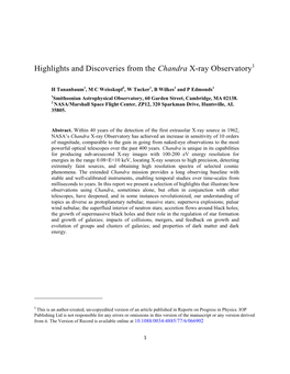 Highlights and Discoveries from the Chandra X-Ray Observatory1