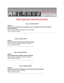 Preliminary Program Book