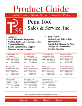 Download the Penn Tool Product Guide!