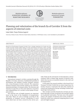 Planning and Valorization of the Branch Xa of Corridor X from The