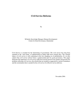 Civil Service Reforms